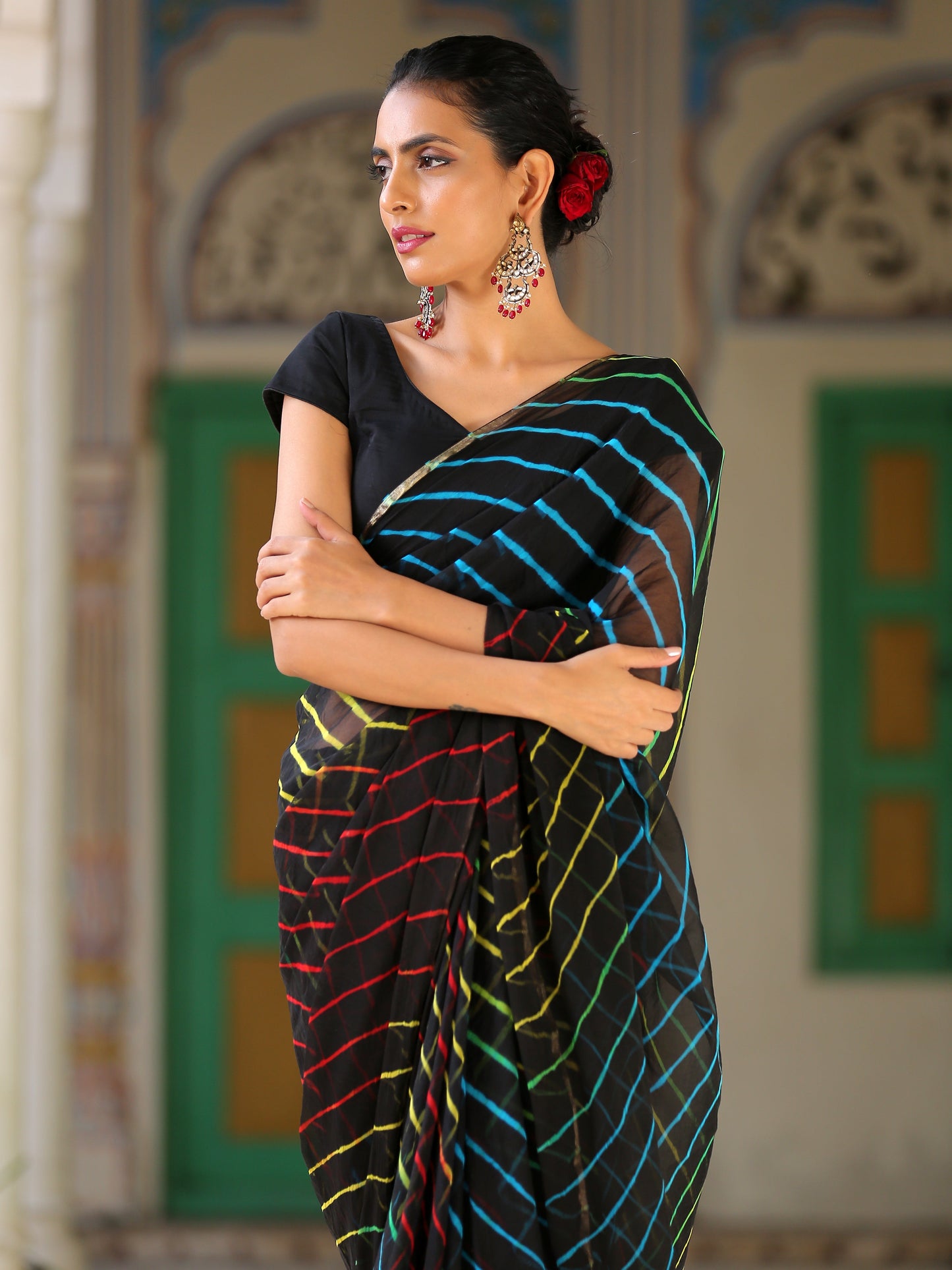 Dhiyona ST Blouse - Black Cotton Cap Sleeves