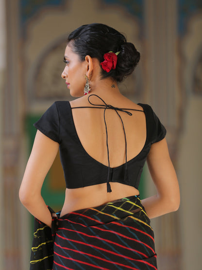 Dhiyona ST Blouse - Black Cotton Cap Sleeves