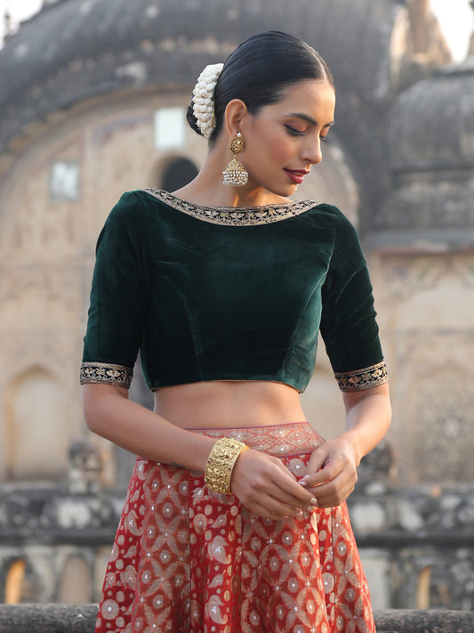 Dhiyona ST Royal Emerald Velvet Blouse