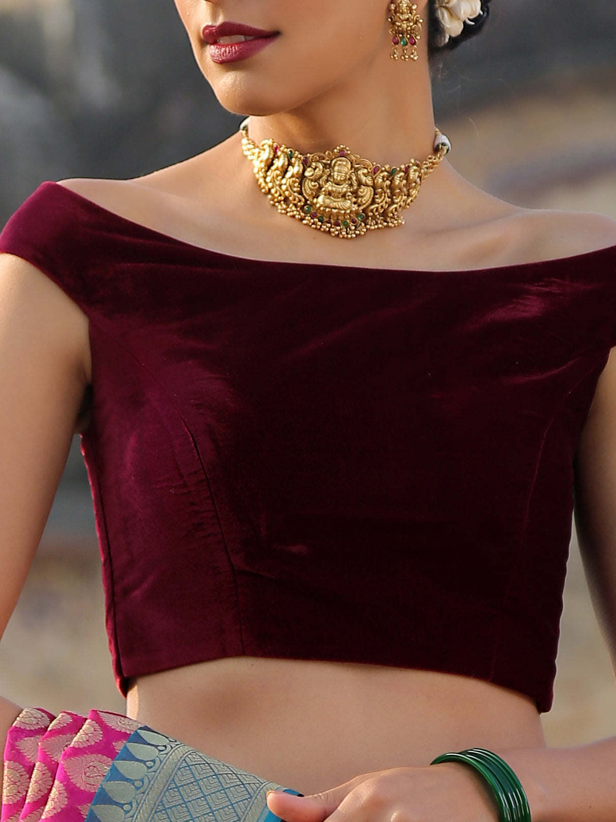 Dhiyona ST Sangria Velvet Blouse