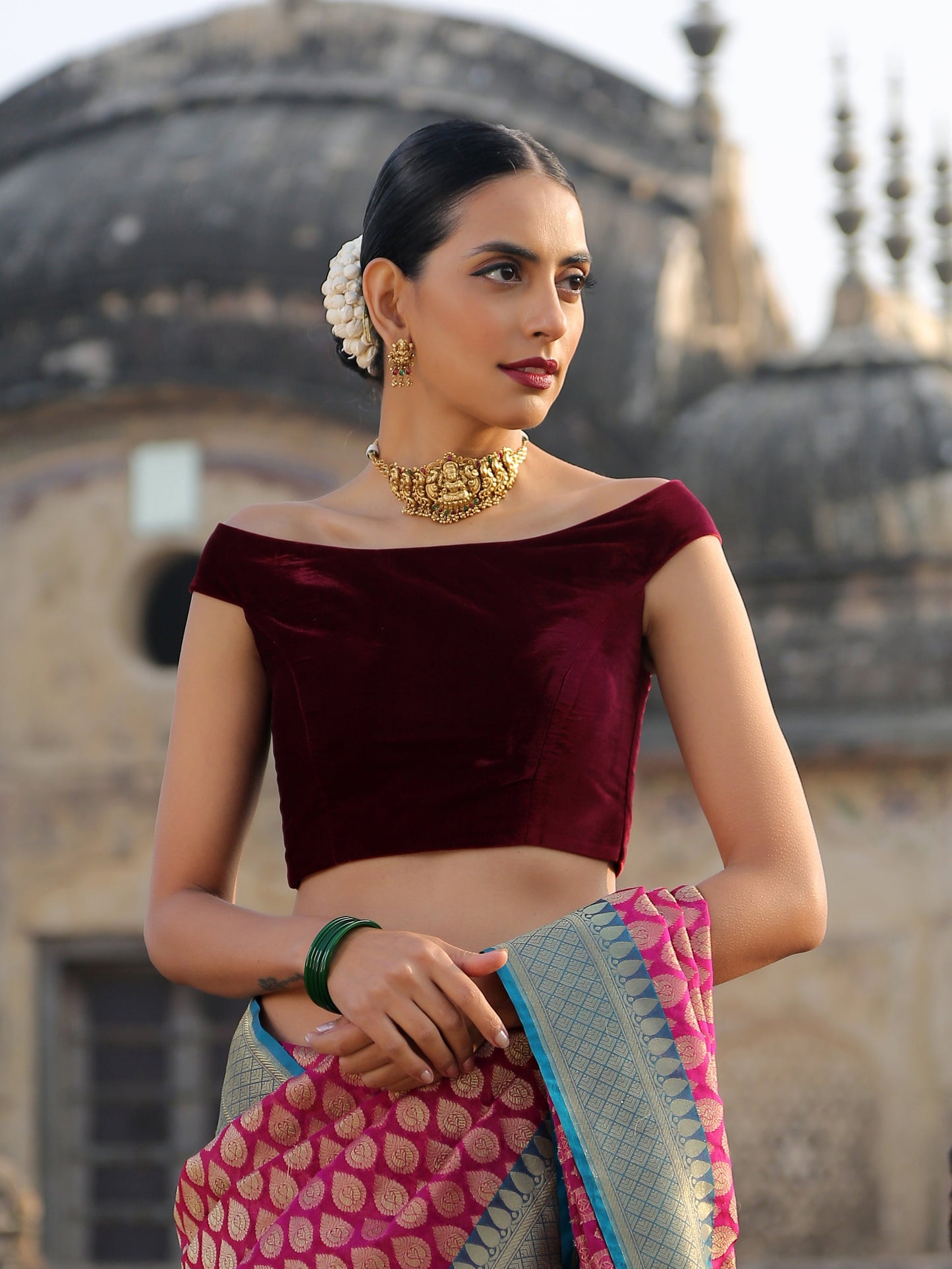 Dhiyona ST Sangria Velvet Blouse