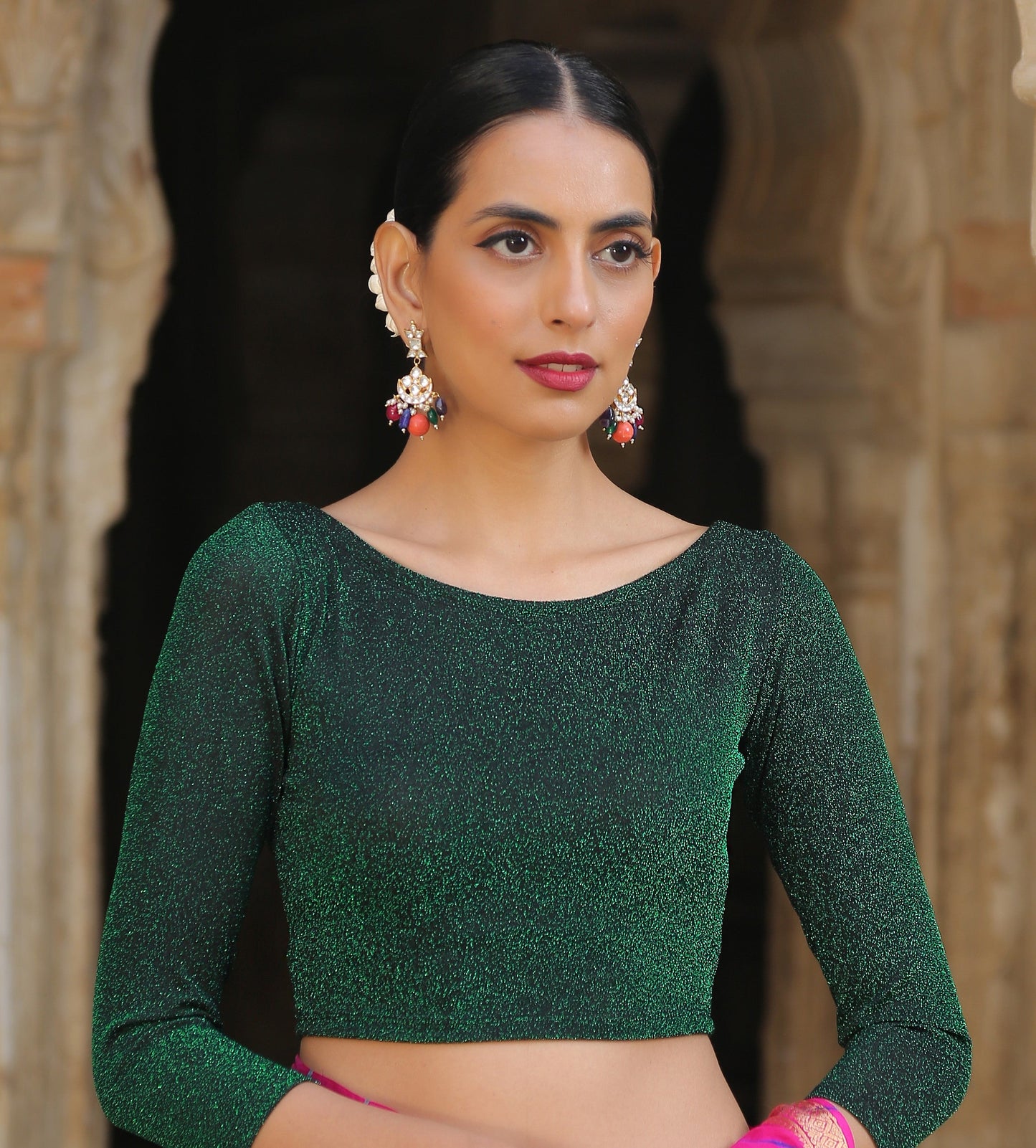 Dhiyona ST Emerald Shine Stretchy Blouse