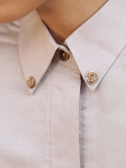 Dhiyona ST Refined Taste Shirt Blouse With Gold Rose Applique