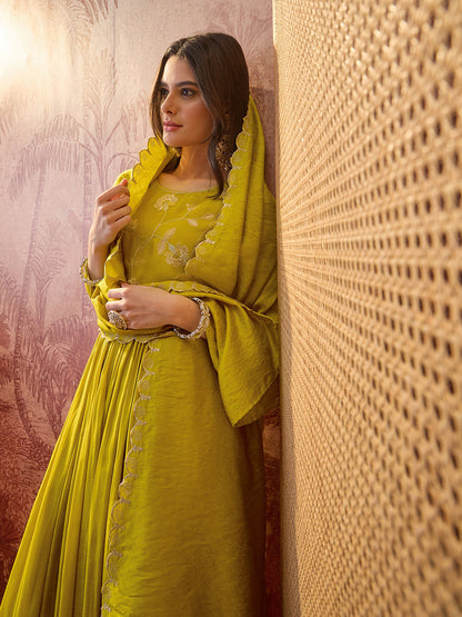 Embroidered & Zari-Detailed A-Line Kurta Sets With Dupatta