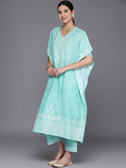 Women Ethnic Motifs Printed Regular Thread Work Kurta with Trousers