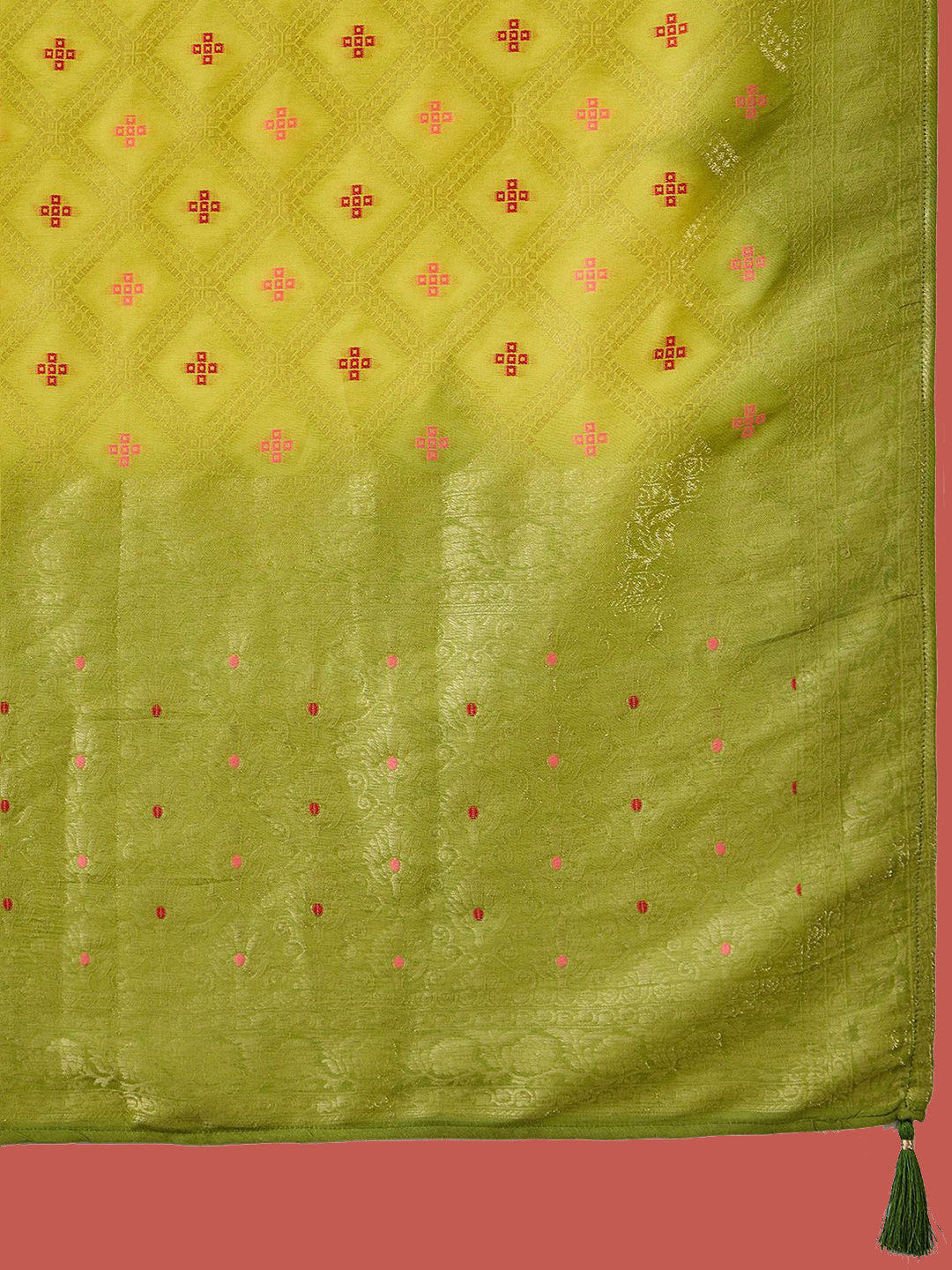 Floral Embroidered Round Neck Sequinned A-Line Kurta With Trousers & Dupatta