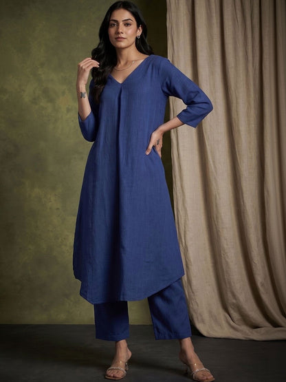 V-Neck Kurta & Trousers