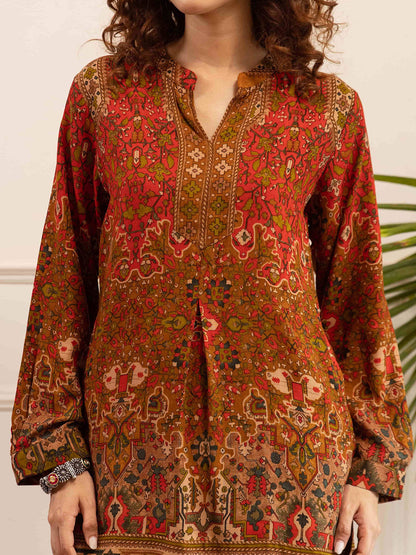 Women Ethnic Motifs Printed A-Line Kurta & Palazzos