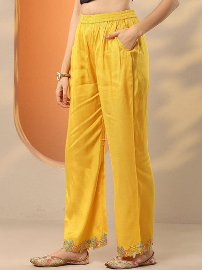 Dhiyona LL Floral Embroidered Panelled Thread Work Kurta With Palazzos & Dupatta