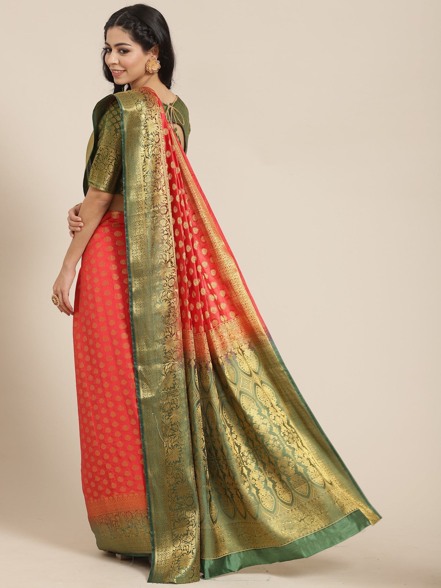Dhiyona RV Women's Banarasi Cotton Silk With Zari weaving Saree  ( KVD1001 )