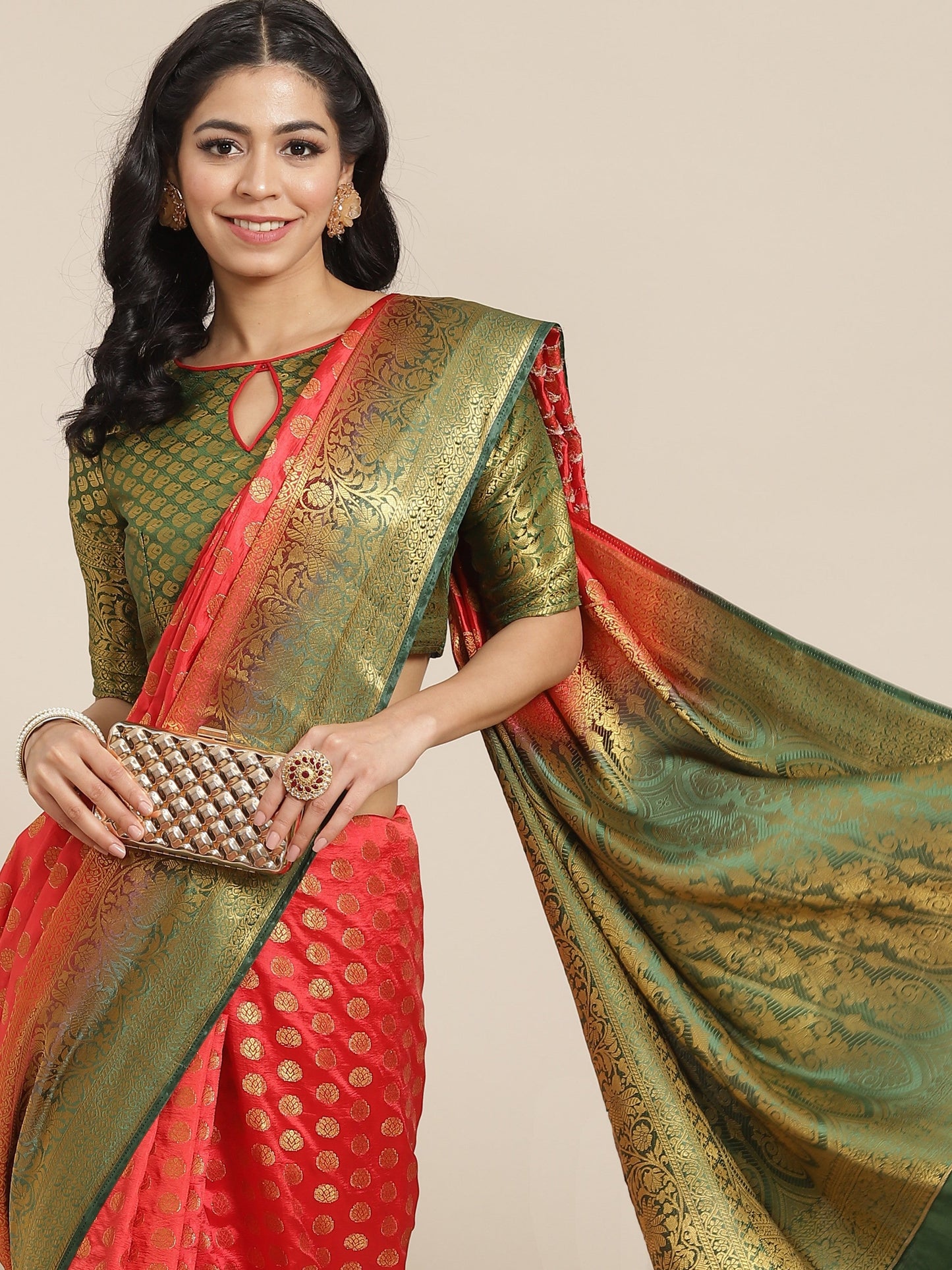 Dhiyona RV Women's Banarasi Cotton Silk With Zari weaving Saree  ( KVD1001 )