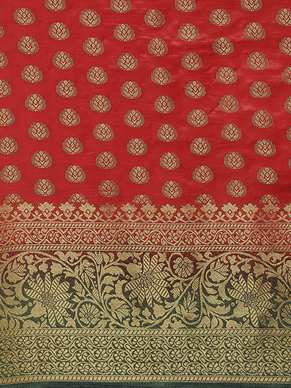 Dhiyona RV Women's Banarasi Cotton Silk With Zari weaving Saree  ( KVD1001 )
