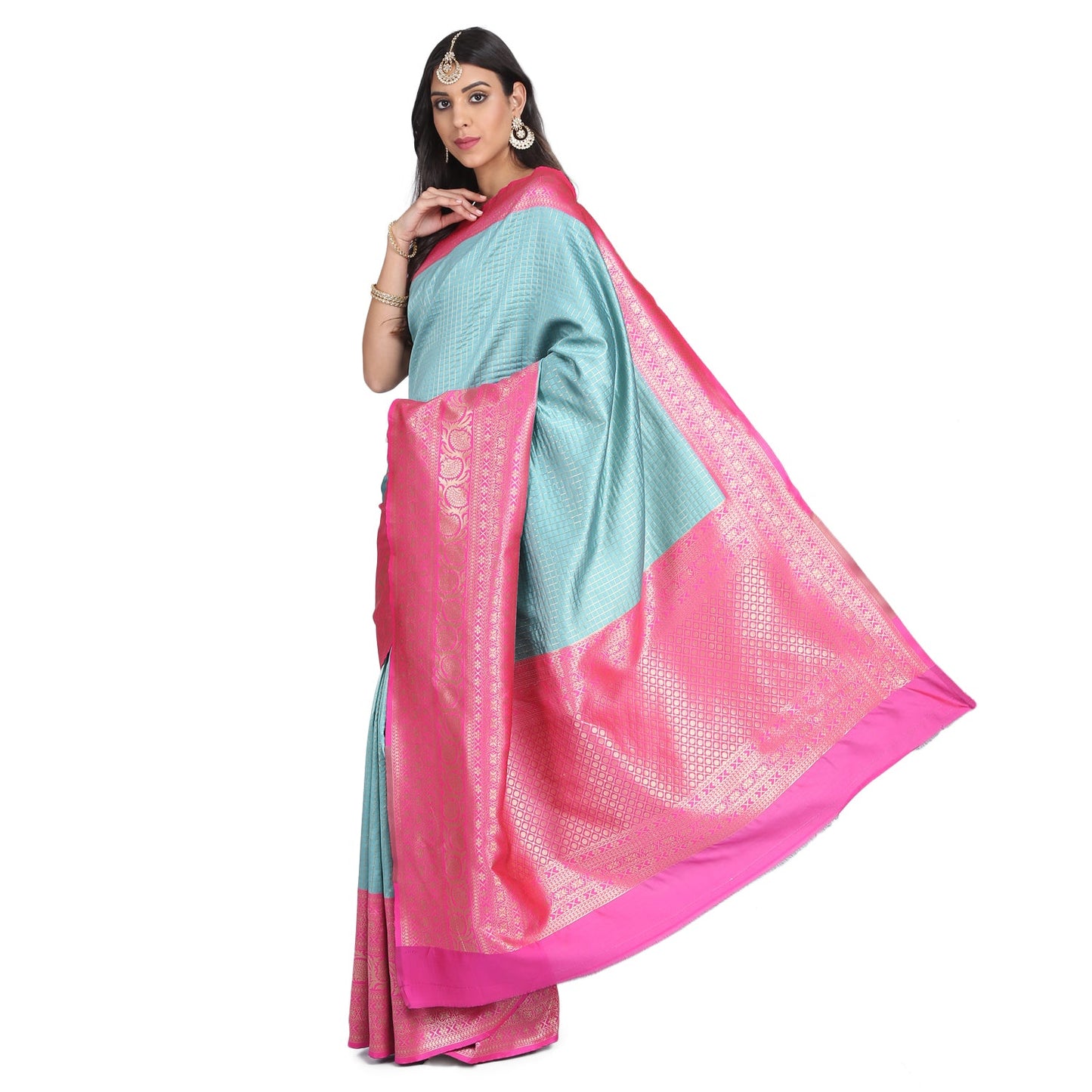 Dhiyona RV Women's Banarasi Cotton Silk With Zari weaving Saree  ( KVD1009 )