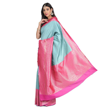 Dhiyona RV Women's Banarasi Cotton Silk With Zari weaving Saree  ( KVD1009 )
