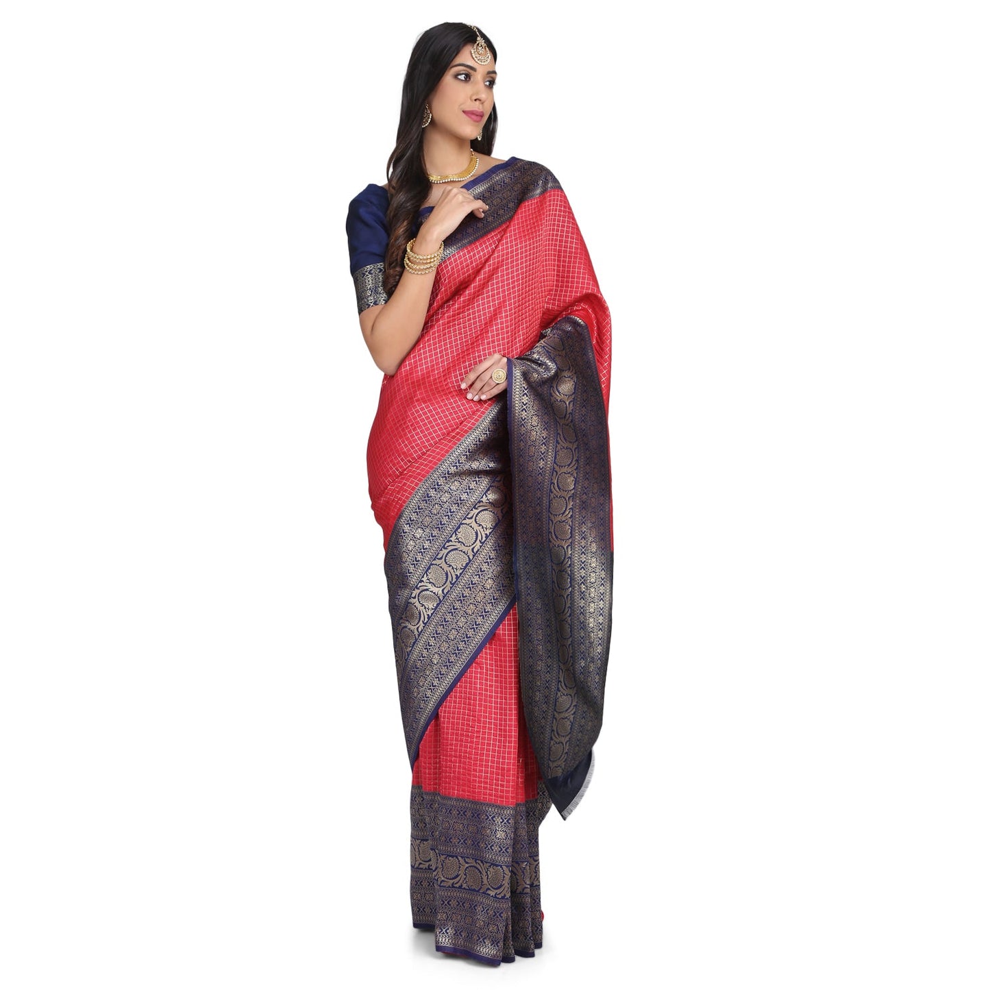 Dhiyona RV Women's Banarasi Cotton Silk With Zari weaving Saree  ( KVD1010 )