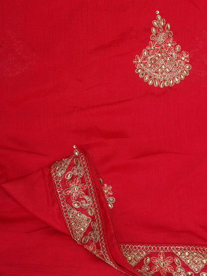 Dhiyona RV Women's Vichitra Silk With Cording Embroidery Work Exclusive Saree With Blouse ( KVD1078 )
