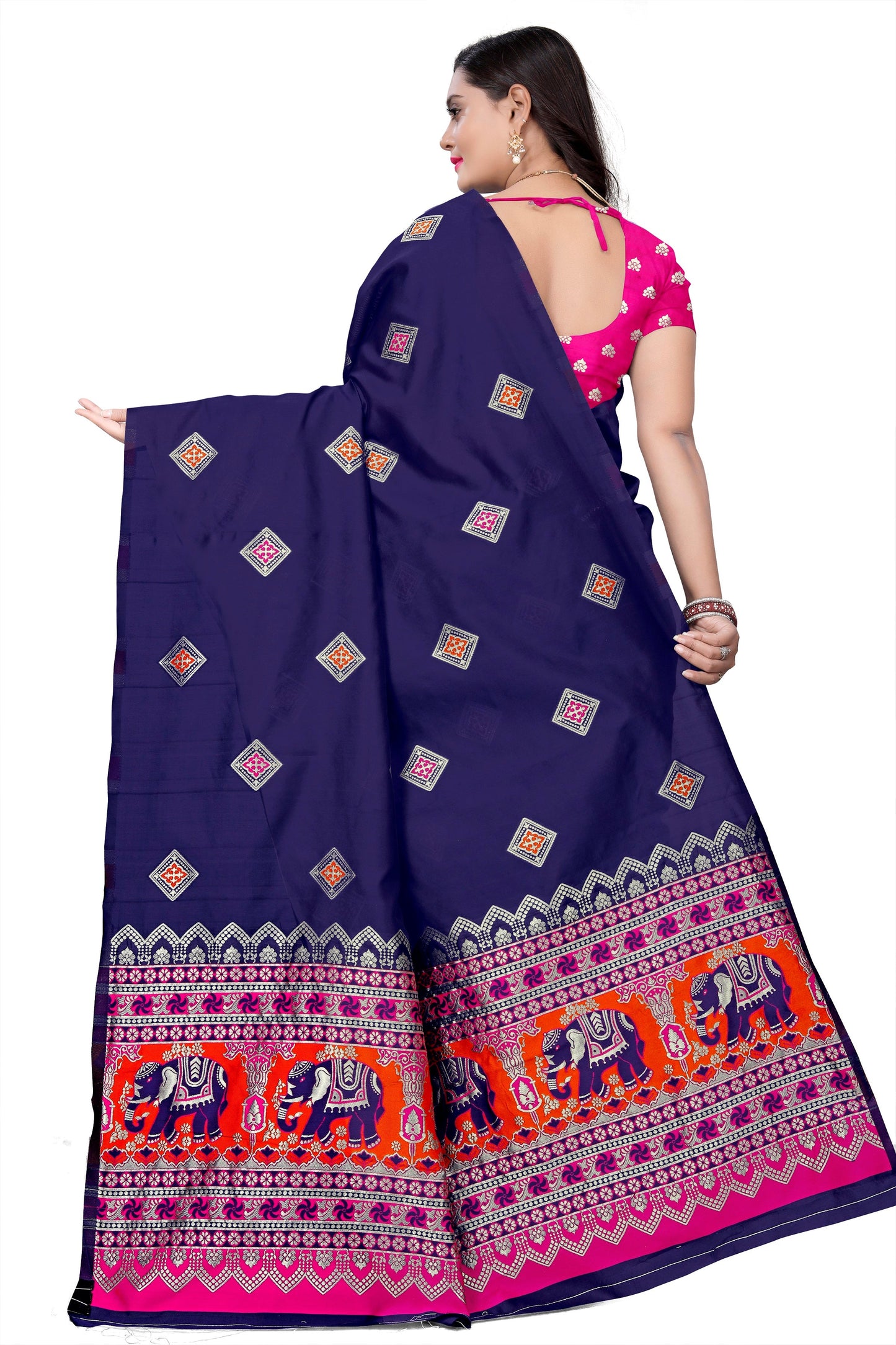 Dhiyona RV Women's Banarasi Jacquard With Zari Weaving Saree With Blouse  ( KVD1087 )