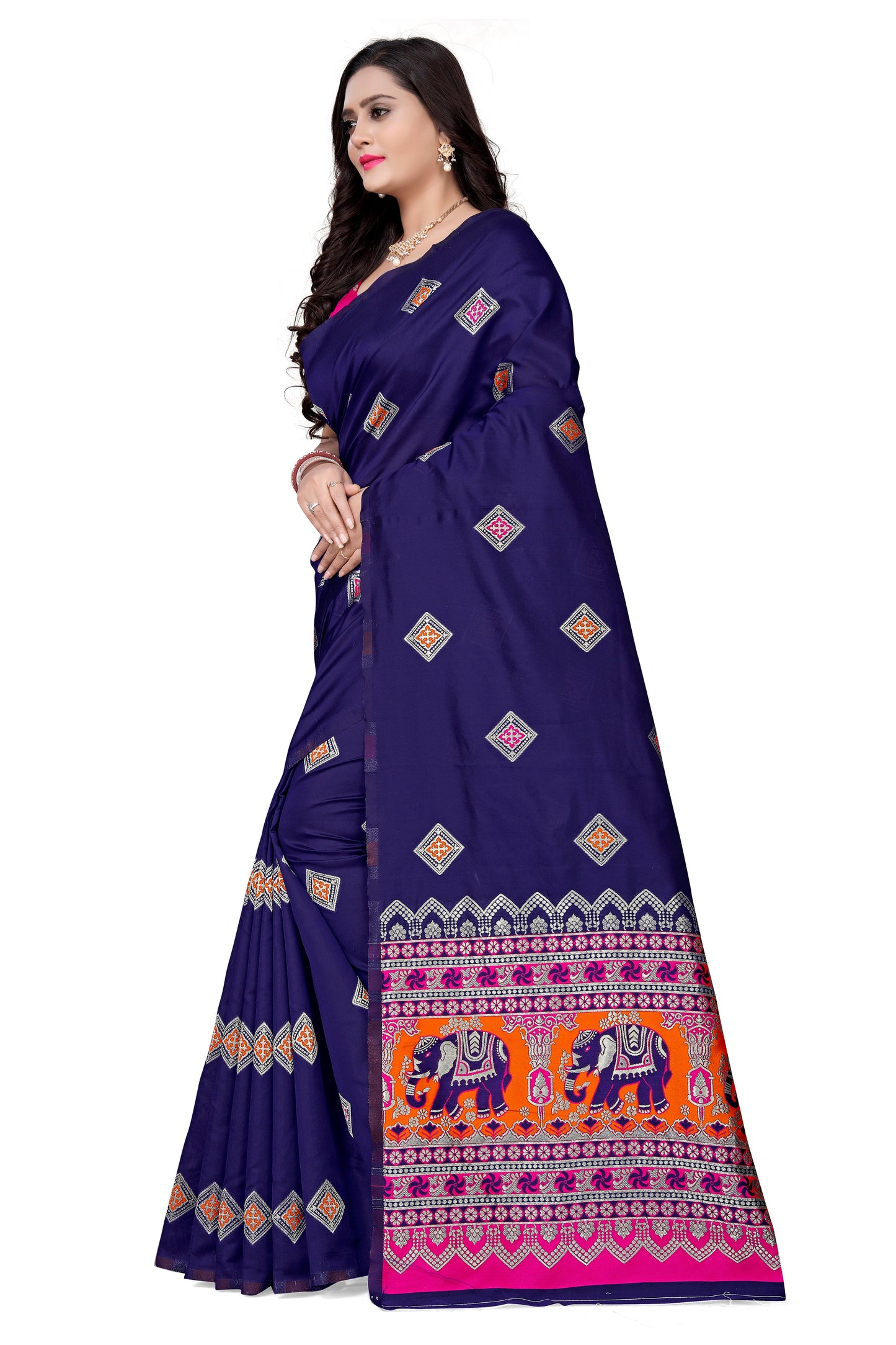 Dhiyona RV Women's Banarasi Jacquard With Zari Weaving Saree With Blouse  ( KVD1087 )