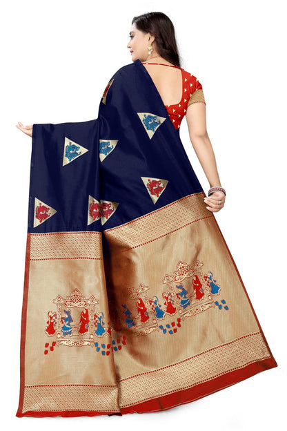 Dhiyona RV Women's Banarasi Silk With Silver Zari Weaving Saree With Blouse ( KVD1125 )