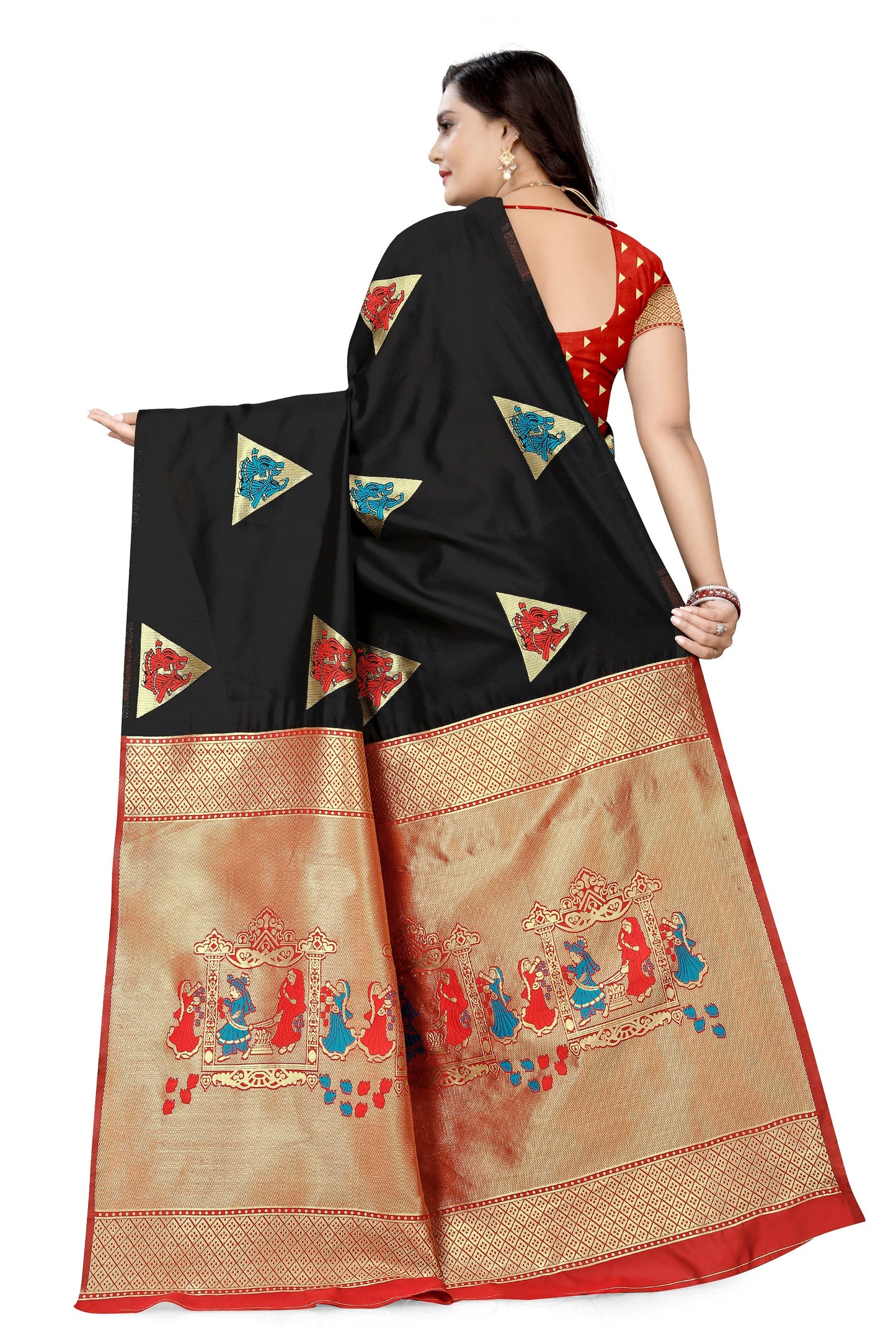 Dhiyona RV Women's Banarasi Silk With Silver Zari Weaving Saree With Blouse ( KVD1126 )
