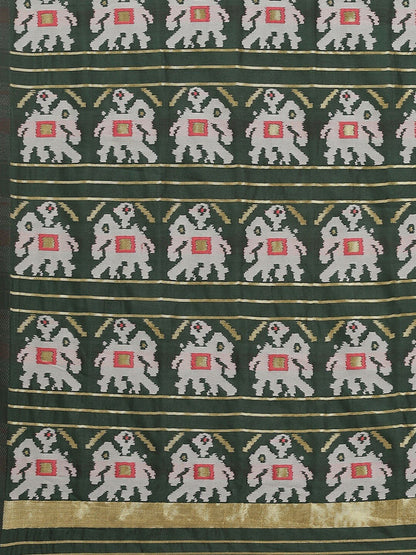 Dhiyona RV Women's Banarasi Cotton Silk With Patola Weaving Pattern Saree With Blouse ( KVD1336 )