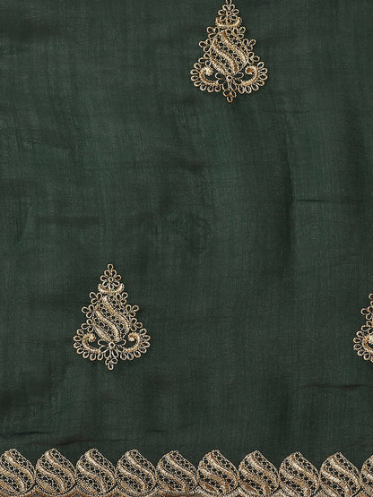 Dhiyona RV Women's Vichitra Silk With Zari Embroidery Saree ( KVD1400 )