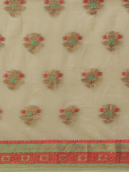 Dhiyona RV Women's Jacquard Cotton Silk Zari Butti And Lace Border Saree ( KVD1427 )