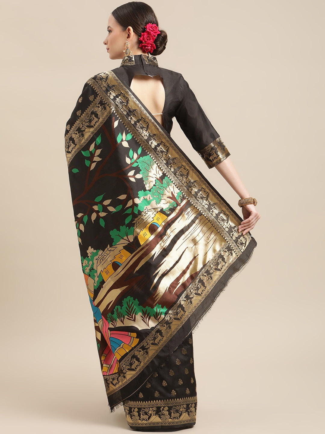 Dhiyona RV Women's Banarasi Jacquard With Zari Weaving And Printed Saree  ( KVD1437 )