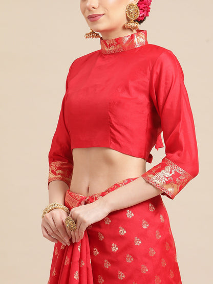 Dhiyona RV Women's Banarasi Jacquard With Zari Weaving And Printed Saree  ( KVD1438 )