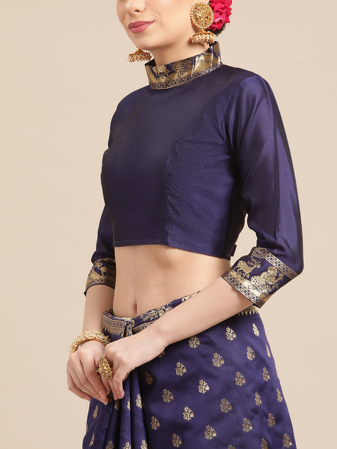 Dhiyona RV Women's Banarasi Jacquard With Zari Weaving And Printed Saree  ( KVD1439 )