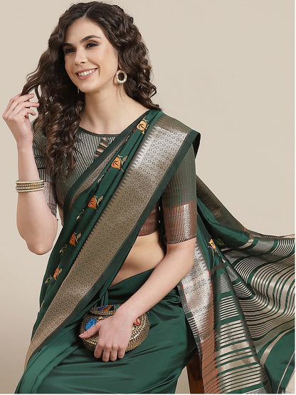 Dhiyona RV Women's Soft Cotton Silk With Colourful Thread Embroidery Saree With Blouse ( KVD1471 )