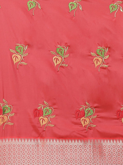 Dhiyona RV Women's Soft Cotton Silk With Colourful Thread Embroidery Saree With Blouse ( KVD1472 )