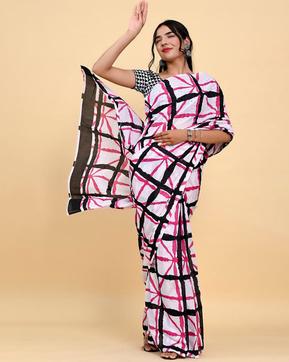 Dhiyona RV Women's Linen Blend Floral Printed Exclusive Saree With Blouse ( KVD1498 )