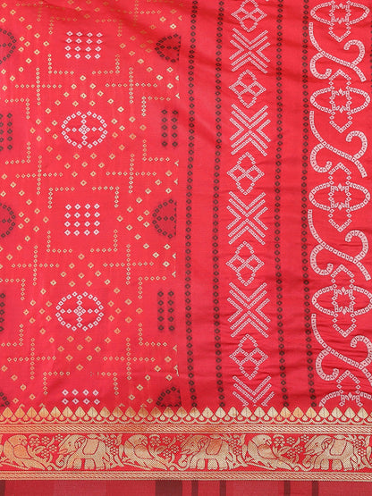 Dhiyona RV Women's Banarasi Cotton Silk With Zari weaving Bandhani Saree  ( KVD1641 )