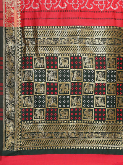 Dhiyona RV Women's Banarasi Cotton Silk With Zari weaving Bandhani Saree  ( KVD1641 )