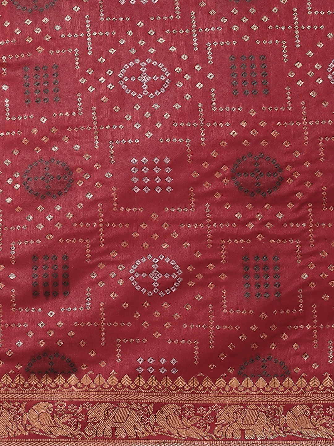 Dhiyona RV Women's Banarasi Cotton Silk With Zari weaving Bandhani Saree  ( KVD1643 )