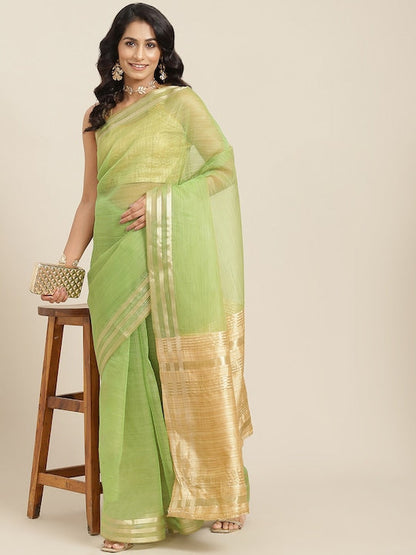 Dhiyona RV Women's Organza Zari Weaving Saree With Blouse ( KVD1704 )