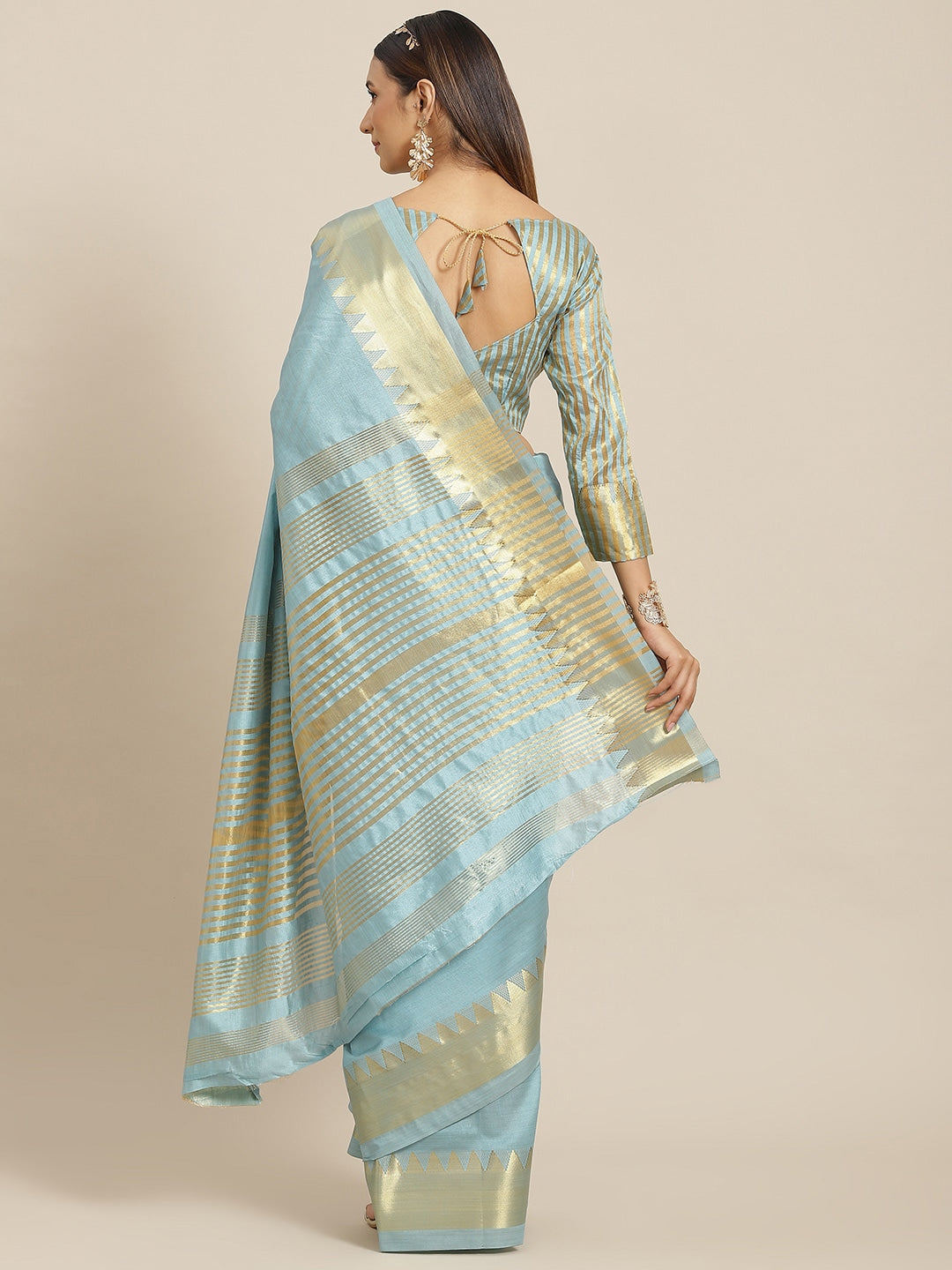 Dhiyona RV Women's Assam Silk With Golden Broad Border Saree  ( KVD1717 )