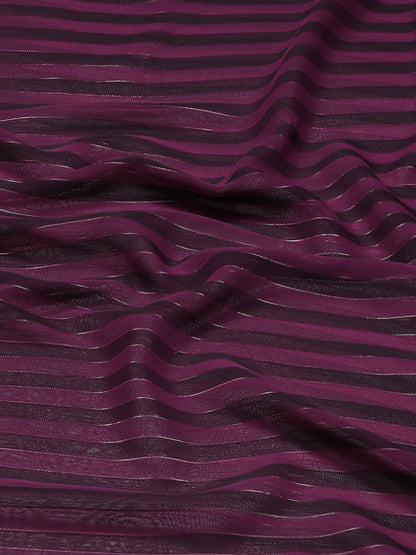 Dhiyona RV Women's Elegant Silk Blend Saree with Silver Zari Weaving Stripes With Blouse ( KVD1789 )