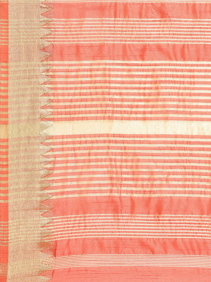 Dhiyona RV Women's Elegant Assam Cotton Silk Saree with Thread Embroidery & Golden Zari Border With Blouse ( KVD1893 )