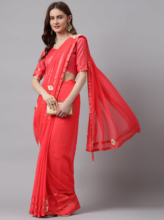 Dhiyona RV Women's Elegant Printed Georgette Saree with Unstitched Blouse ( KVD276 )