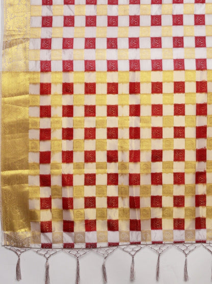 Dhiyona RV Women's Kanchipuram Silk With Printed And Zari Woven Saree ( KVD797 )