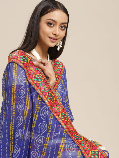 Dhiyona RV Women's Designer Peacock Pattern Embroidery Georgette Saree with Blouse ( KVD9 )