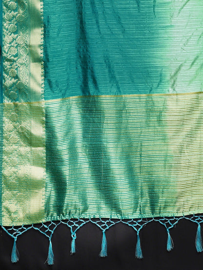 Dhiyona RV Women's Banarasi Silk With Silver and Golden Jacquard Print Saree  ( KVD914 )