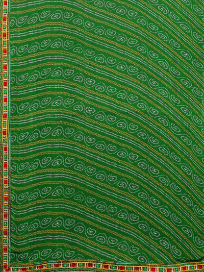 Dhiyona RV Women's Half And Half Bandhani Pallu With Kutchi Embroidered Saree ( KVD931 )