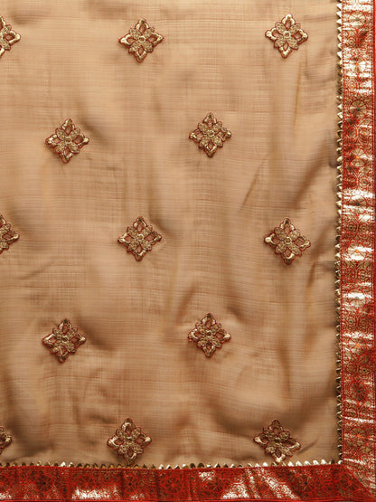 Dhiyona RV Women's Two tone chiffon With Zari Embroidery Saree ( KVD949 )