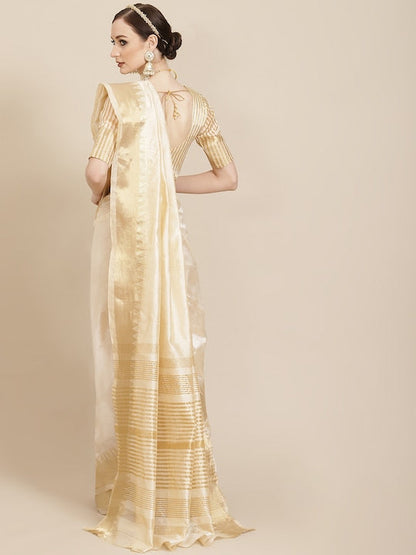 Dhiyona RV Women's Assam Silk With Golden Broad Border Saree  ( KVD986 )