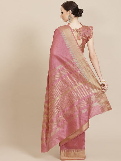 Dhiyona RV Women's Assam Silk With Golden Broad Border Saree  ( KVD989 )