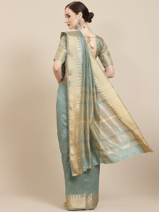 Dhiyona RV Women's Assam Silk With Golden Broad Border Saree  ( KVD991 )