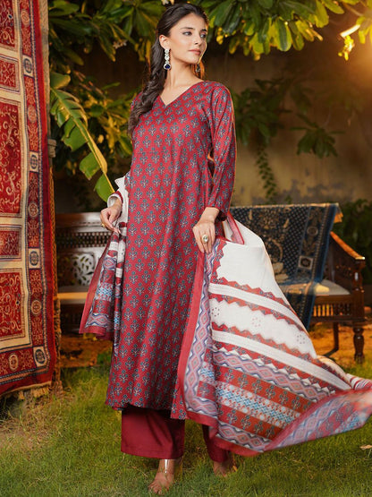 Dhiyona KL Women Floral Printed Kurta & Palazzos With Dupatta